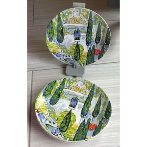 Gustav Klimt Church Of Cassone Cypress Trees Salad Plates MMI‎ Set 2 by Furio